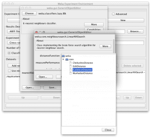 Select a distance measures for IBk