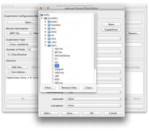 Add the J48 algorithm to the Weka Experimenter.