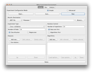 Weka Experimenter Interface