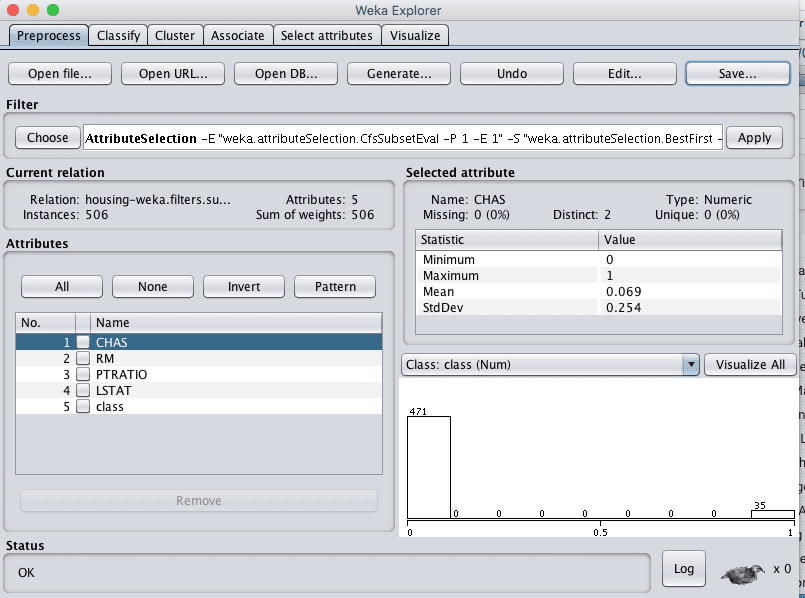 Weka Boston House Price Dataset Feature Selection Data Filter