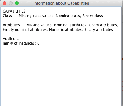 Weka Capabilities for an Algorithm