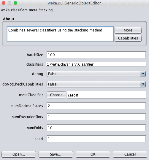 Weka Configuration for the Stacking Ensemble Algorithm