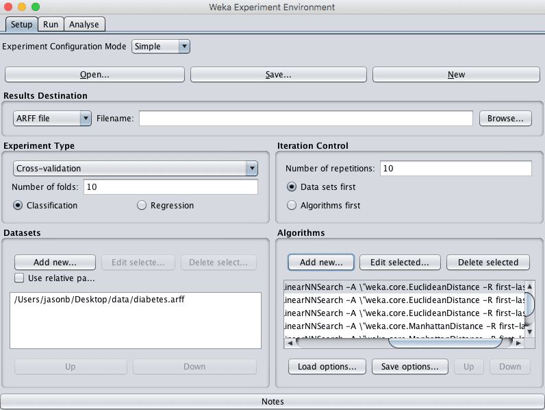 Weka Configured Algorithm Tuning Experiment