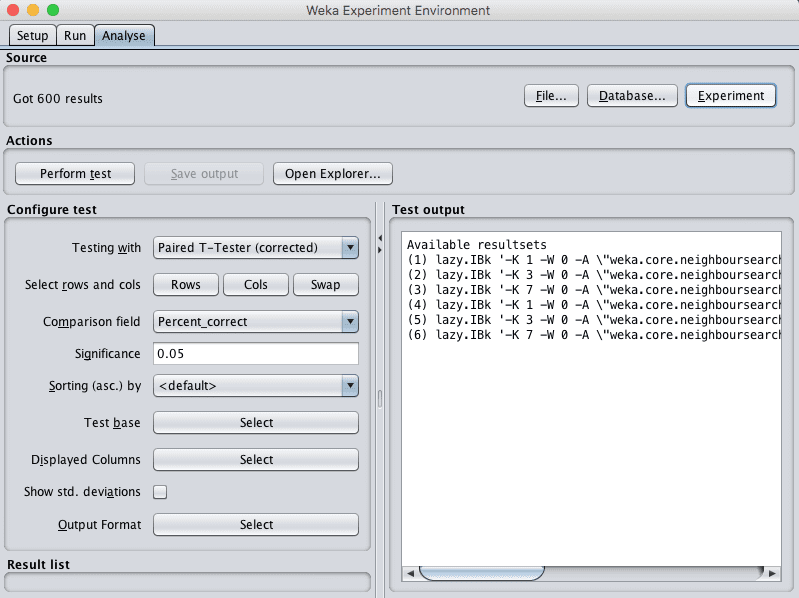 Weka Load the Algorithm Tuning Experiment Results