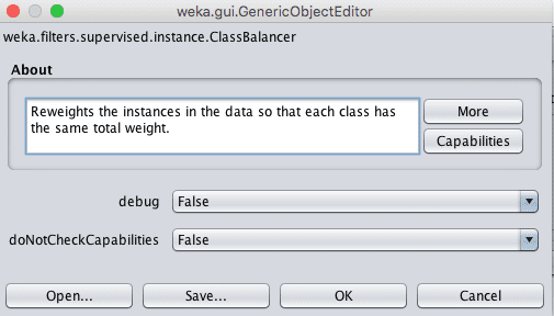 Weka Data Filter Configuration
