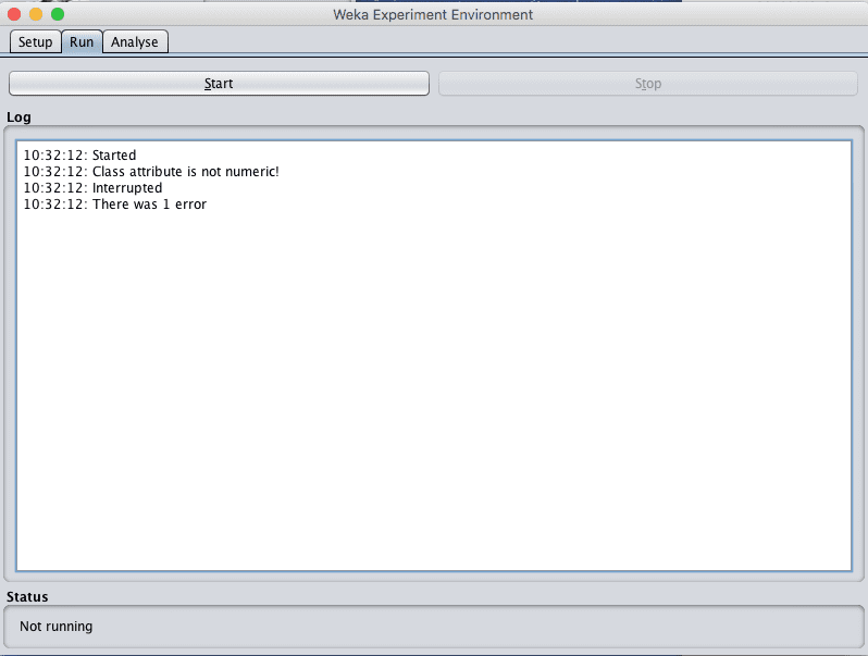Weka Error With an Experiment