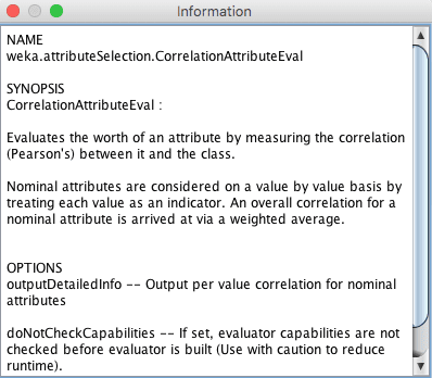 Weka Feature Selection More Information