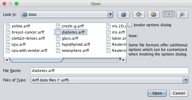 Weka Load Diabetes Dataset