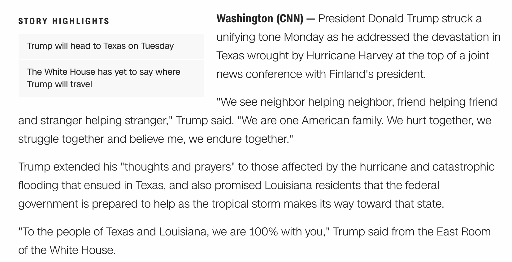 Example of a CNN News Article With Highlights from cnn.com
