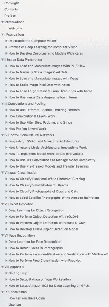 Deep Learning for Computer Vision Table of Contents