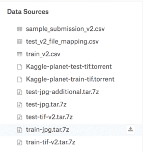 Example of Download Button to Download Files for the Planet Dataset