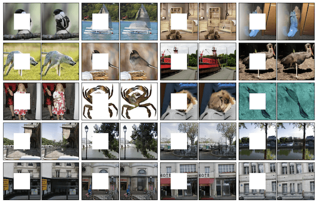 Example of GAN Generated Photograph Inpainting using Context Encoders