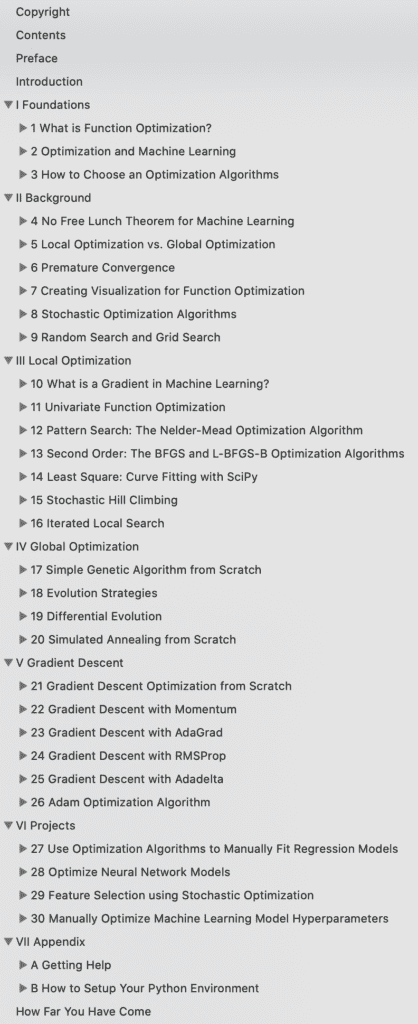 Table of contents